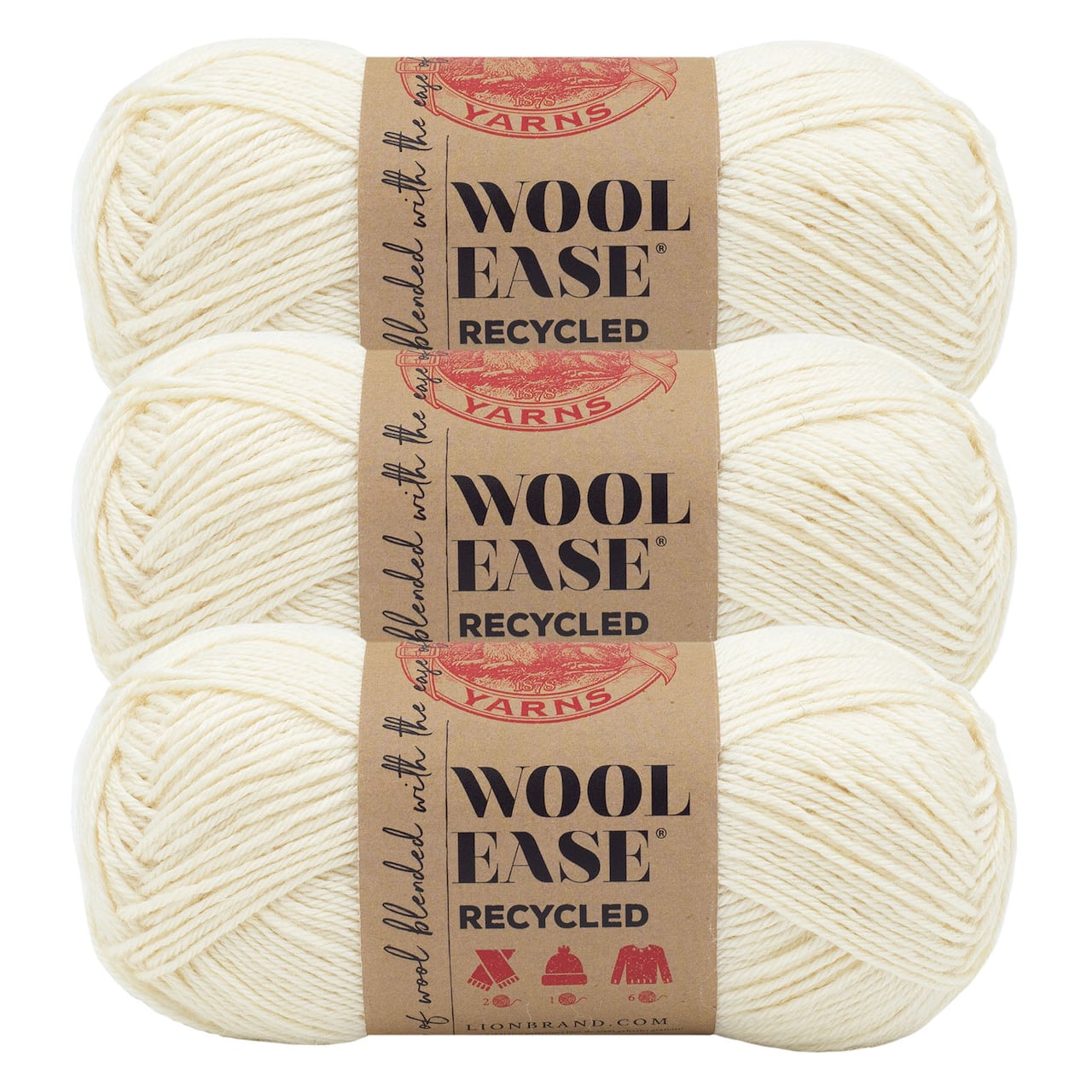 3 Pack Lion Brand® Wool-Ease® Recycled Solid Yarn